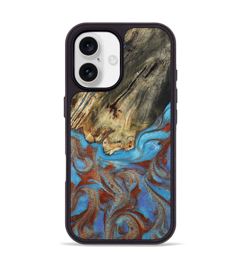 iPhone 17 Wood Phone Case - Kameron (Teal & Gold, 807968)