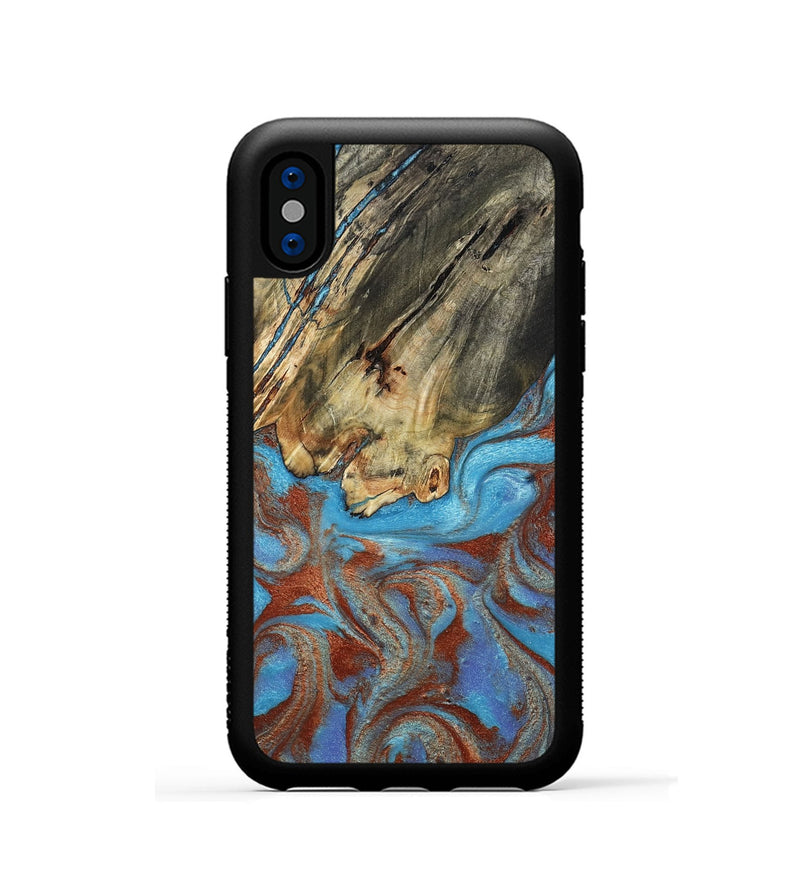 iPhone Xs Wood Phone Case - Kameron (Teal & Gold, 807968)