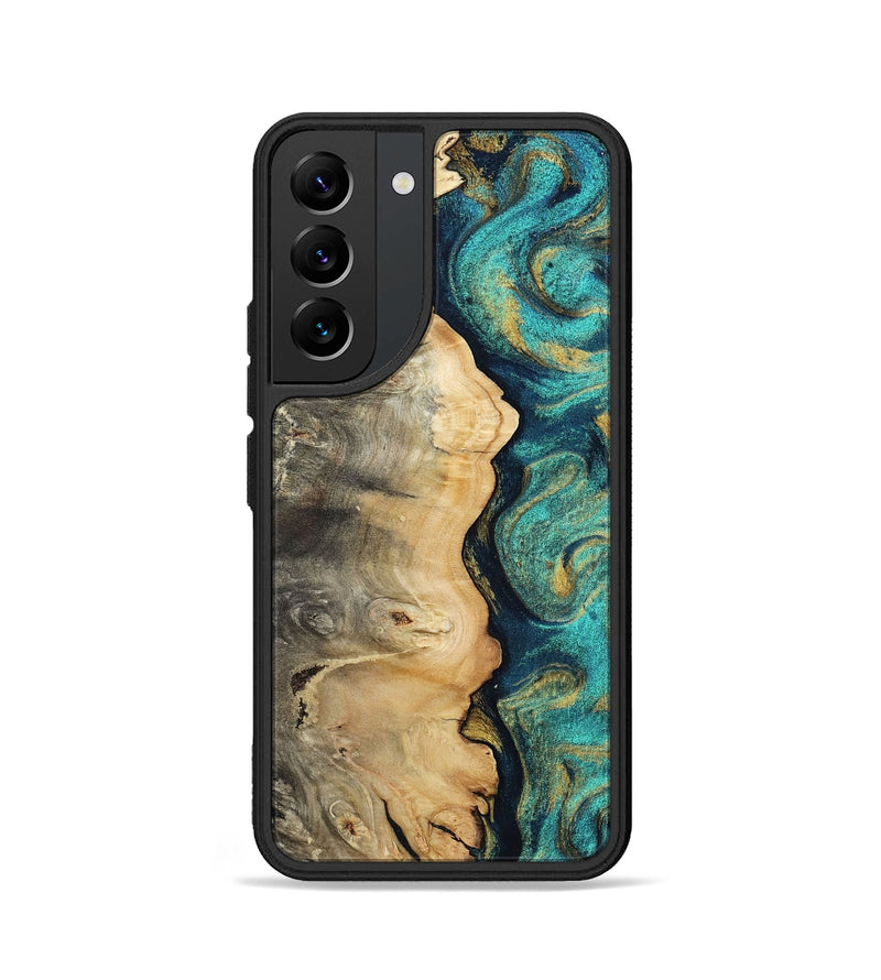Galaxy S22 Wood Phone Case - Nyah (Teal & Gold, 807969)