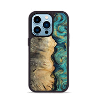 iPhone 14 Pro Wood Phone Case - Nyah (Teal & Gold, 807969)
