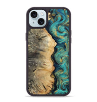 iPhone 15 Plus Wood Phone Case - Nyah (Teal & Gold, 807969)