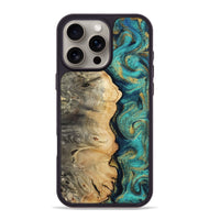 iPhone 16 Pro Max Wood Phone Case - Nyah (Teal & Gold, 807969)