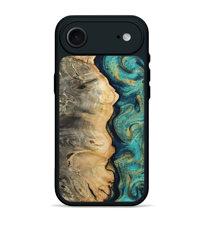 iPhone 17 Air Wood Phone Case - Nyah (Teal & Gold, 807969)