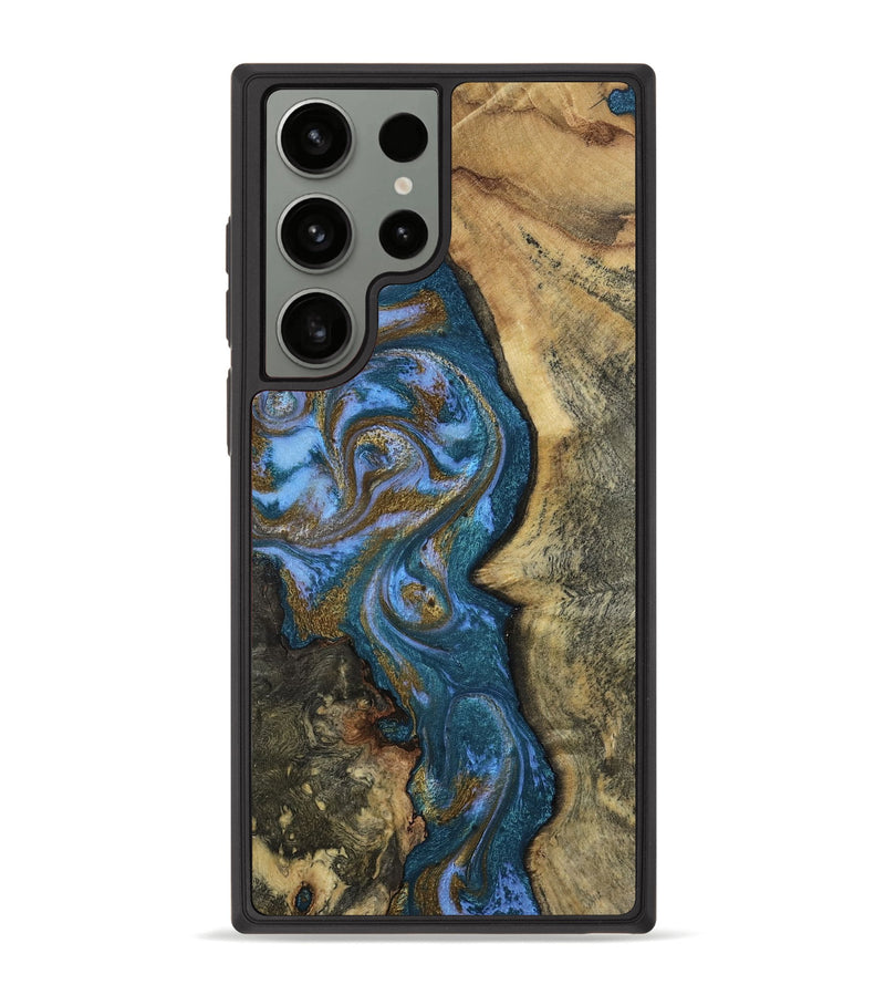 Galaxy S23 Ultra Wood Phone Case - Demi (Teal & Gold, 807970)