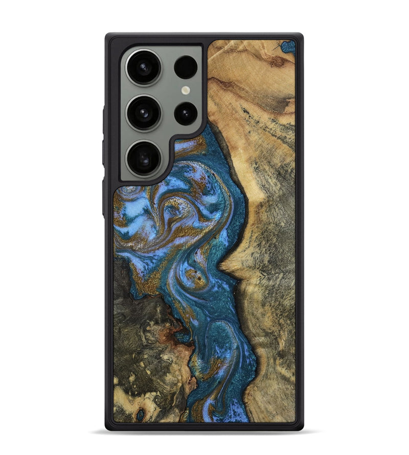 Galaxy S24 Ultra Wood Phone Case - Demi (Teal & Gold, 807970)