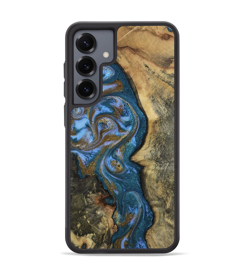 Galaxy S25 Plus Wood Phone Case - Demi (Teal & Gold, 807970)