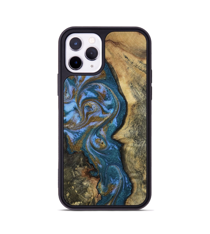 iPhone 11 Pro Wood Phone Case - Demi (Teal & Gold, 807970)