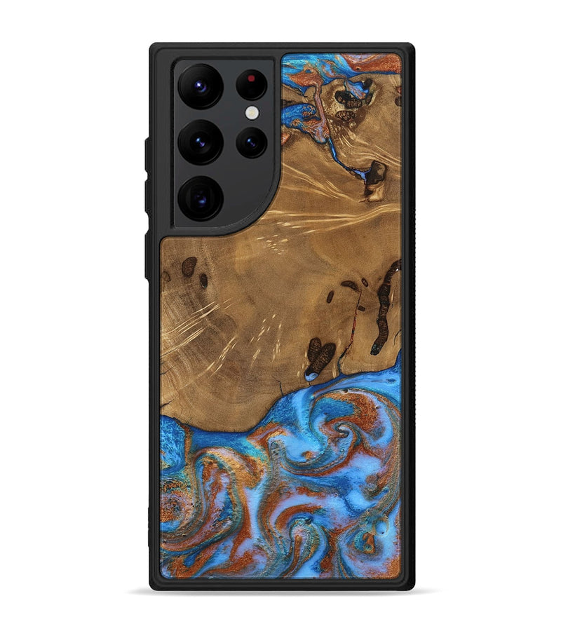 Galaxy S22 Ultra Wood Phone Case - Turner (Teal & Gold, 807971)