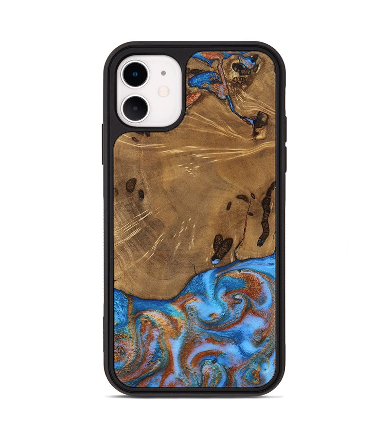 iPhone 11 Wood Phone Case - Turner (Teal & Gold, 807971)