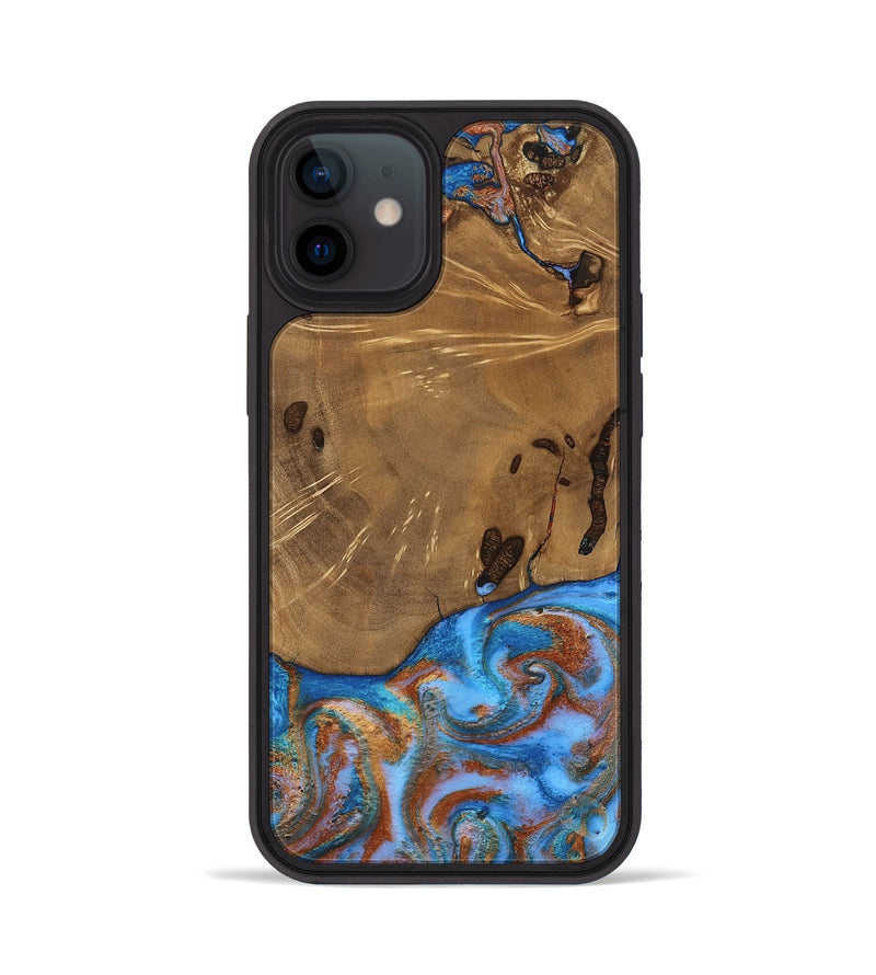 iPhone 12 Wood Phone Case - Turner (Teal & Gold, 807971)