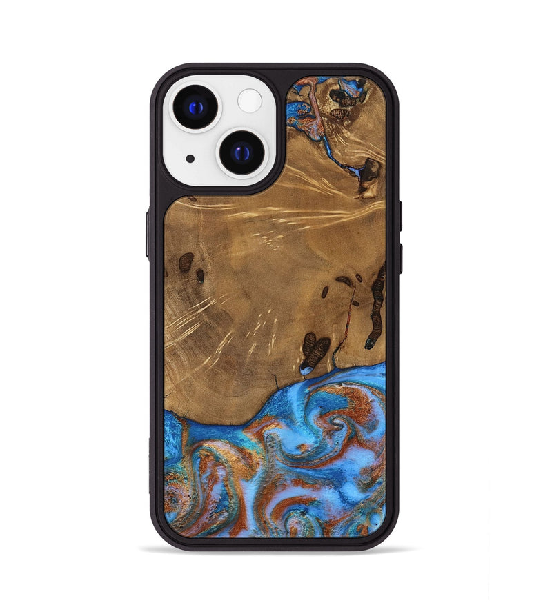 iPhone 13 Wood Phone Case - Turner (Teal & Gold, 807971)