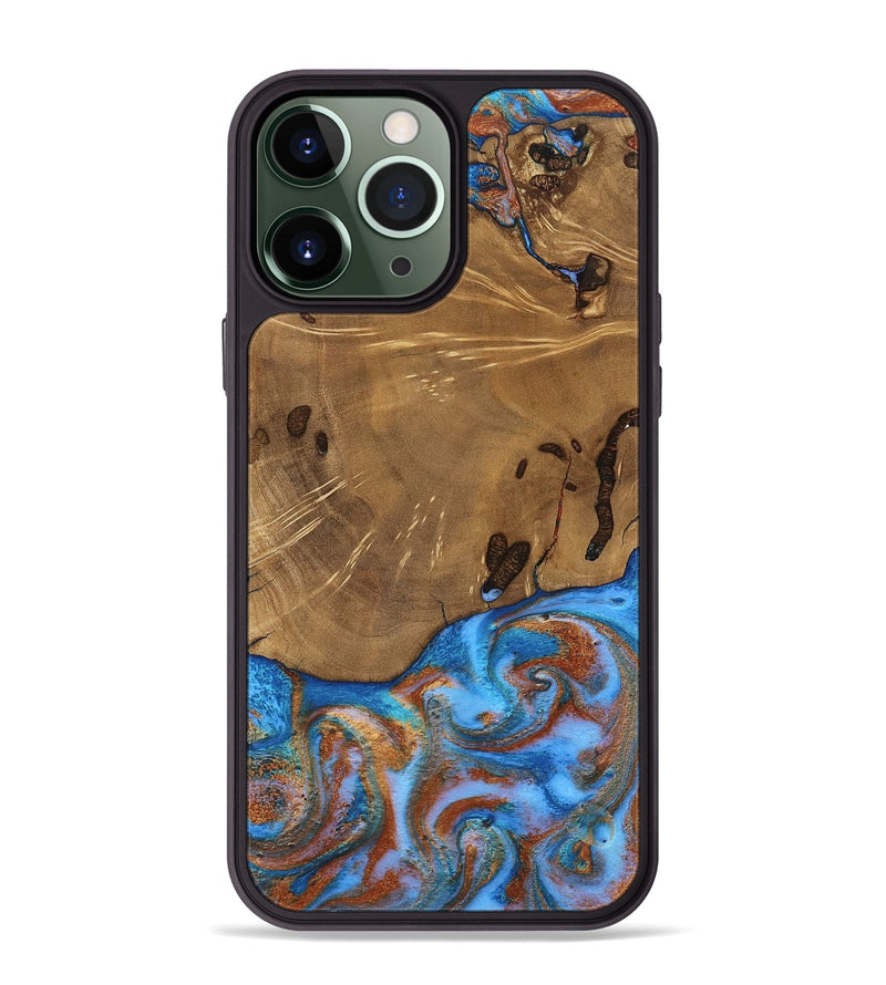 iPhone 13 Pro Max Wood Phone Case - Turner (Teal & Gold, 807971)