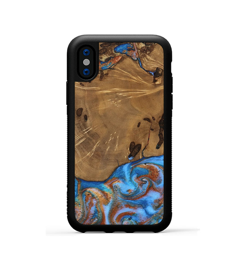 iPhone Xs Wood Phone Case - Turner (Teal & Gold, 807971)