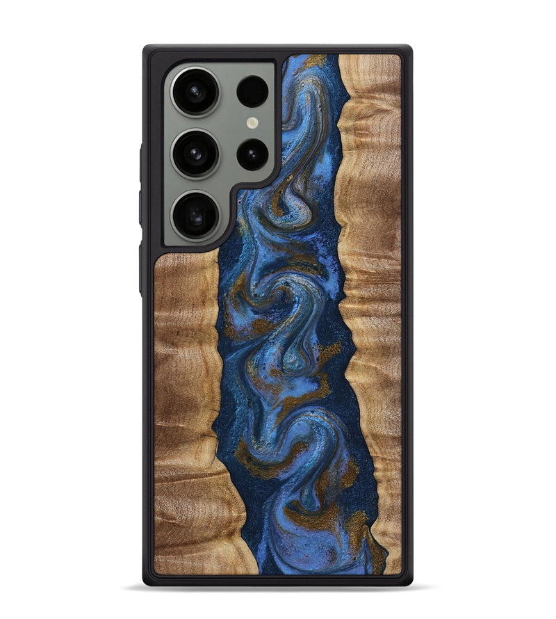 Galaxy S24 Ultra Wood Phone Case - Greta (Teal & Gold, 807983)