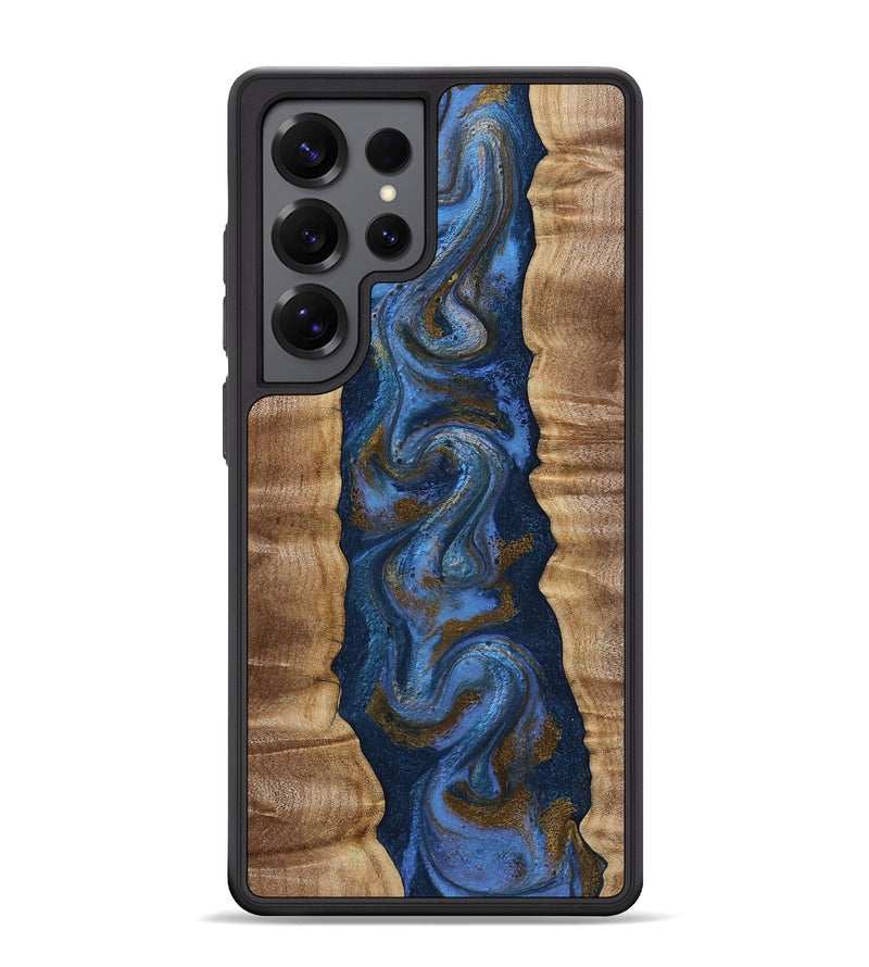 Galaxy S25 Ultra Wood Phone Case - Greta (Teal & Gold, 807983)