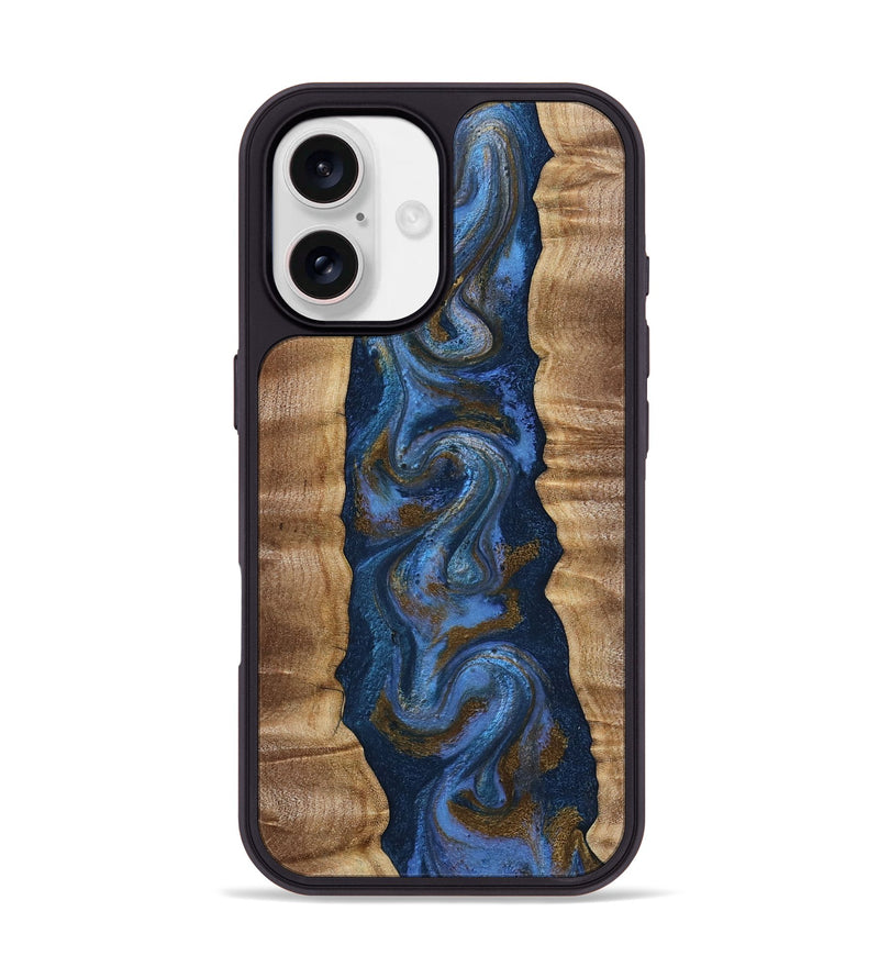 iPhone 17 Wood Phone Case - Greta (Teal & Gold, 807983)