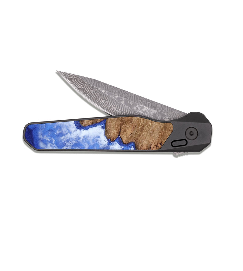 EDC Dark Damascus Wood Pocket Knife - Kaleb (Coastal, 808000)