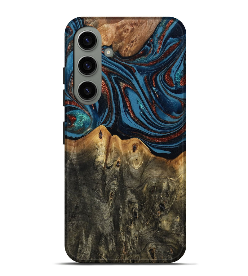 Galaxy S24 Plus Wood Live Edge Phone Case - Karin (Teal & Gold, 808007)