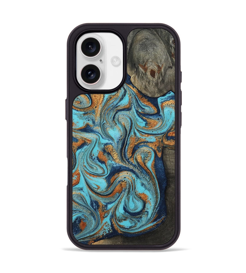 iPhone 17 Wood Phone Case - Vito (Teal & Gold, 808044)