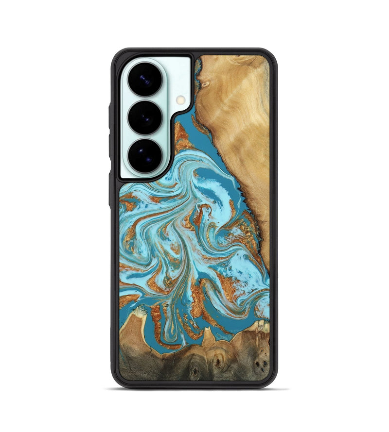 Galaxy S26 Wood Phone Case - Burl (Teal & Gold, 808048)