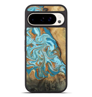 Pixel 9 Pro XL Wood Phone Case - Burl (Teal & Gold, 808048)