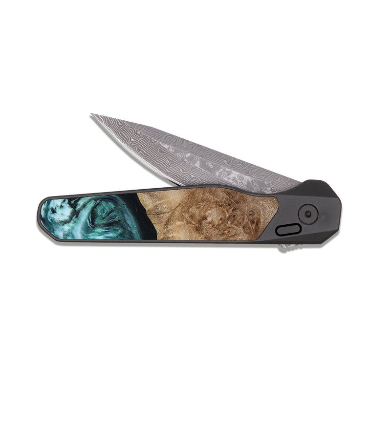 EDC Dark Damascus Wood Pocket Knife - Jrue (Green, 808066)