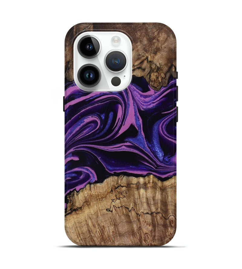 iPhone 15 Pro Wood Live Edge Phone Case - Adella (Purple, 808304)