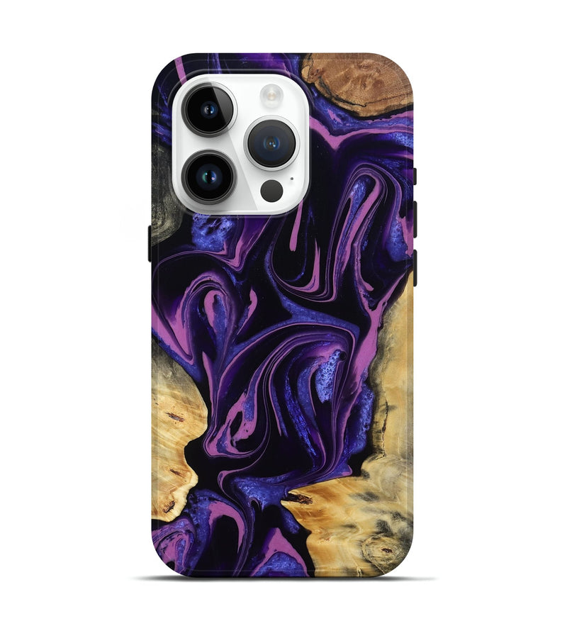 iPhone 15 Pro Wood Live Edge Phone Case - Gordon (Purple, 808311)