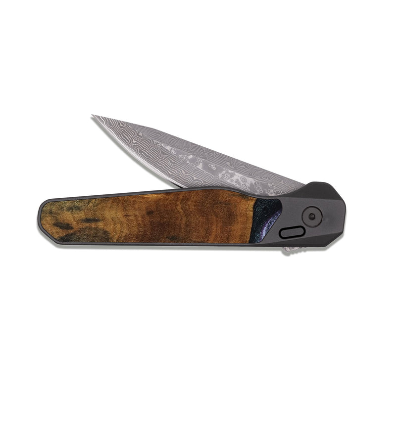 EDC Dark Damascus Wood Pocket Knife - Olaf (Purple, 808333)