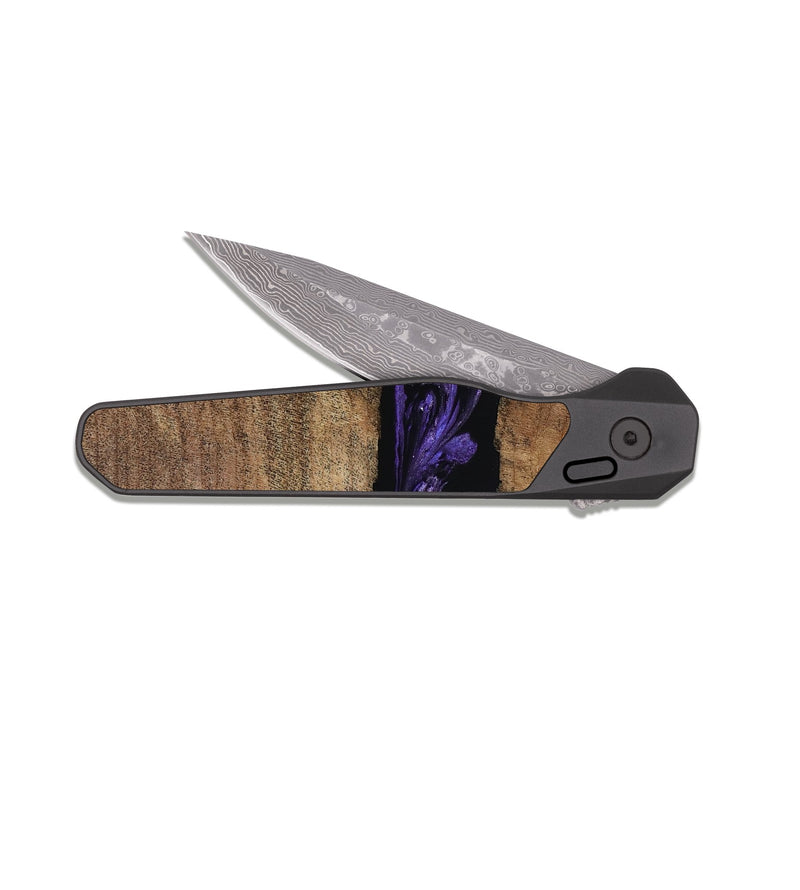 EDC Dark Damascus Wood Pocket Knife - Amaia (Purple, 808334)