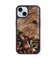 iPhone 15 Wood Phone Case - Cari (Red, 808340)