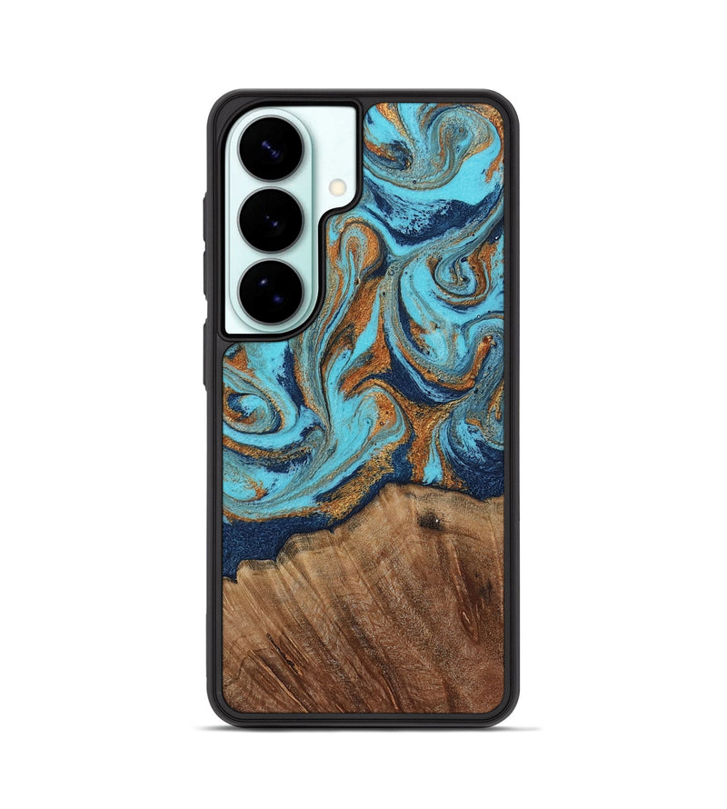 Galaxy S26 Wood Phone Case - Raquel (Teal & Gold, 808346)