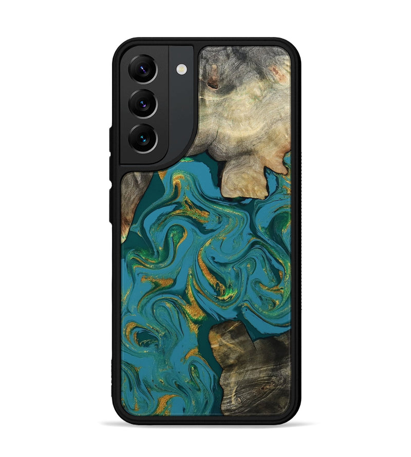 Galaxy S22 Plus Wood Phone Case - Jamila (Teal & Gold, 808356)