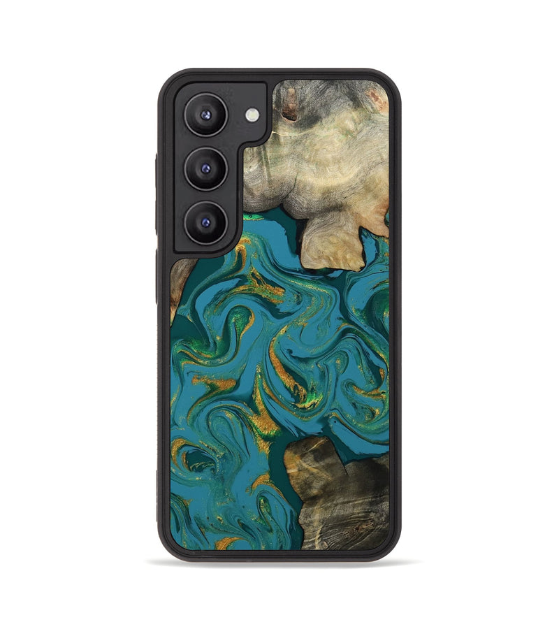 Galaxy S23 Wood Phone Case - Jamila (Teal & Gold, 808356)