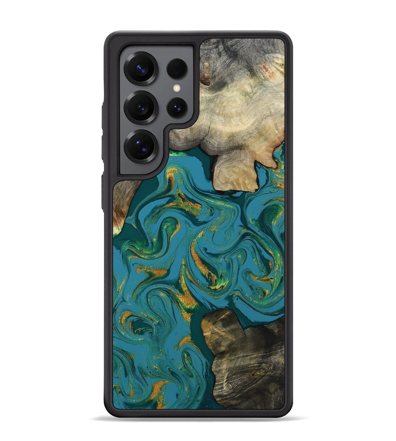Galaxy S25 Ultra Wood Phone Case - Jamila (Teal & Gold, 808356)