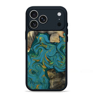 iPhone 17 Pro Max Wood Phone Case - Jamila (Teal & Gold, 808356)