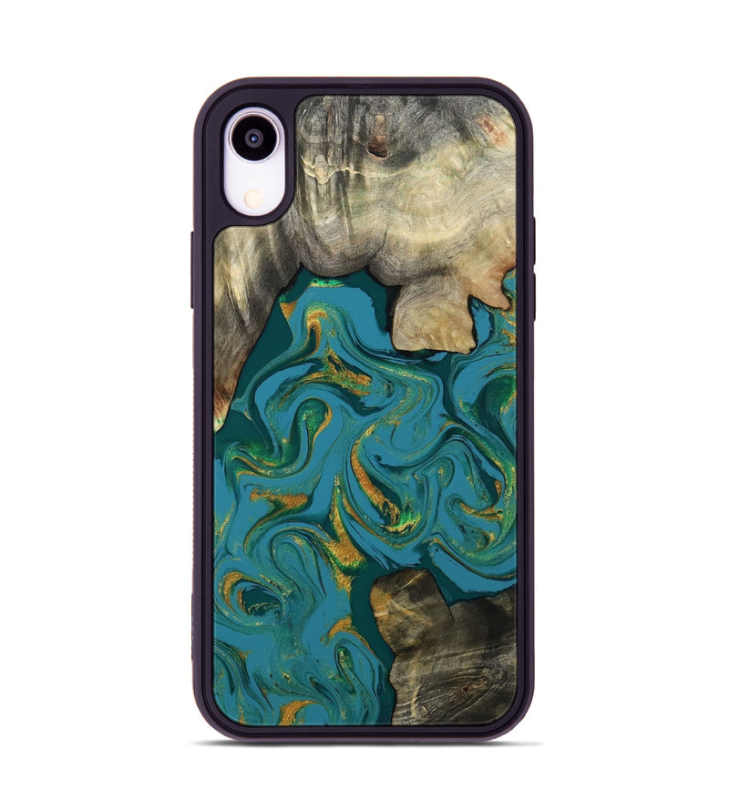 iPhone Xr Wood Phone Case - Jamila (Teal & Gold, 808356)