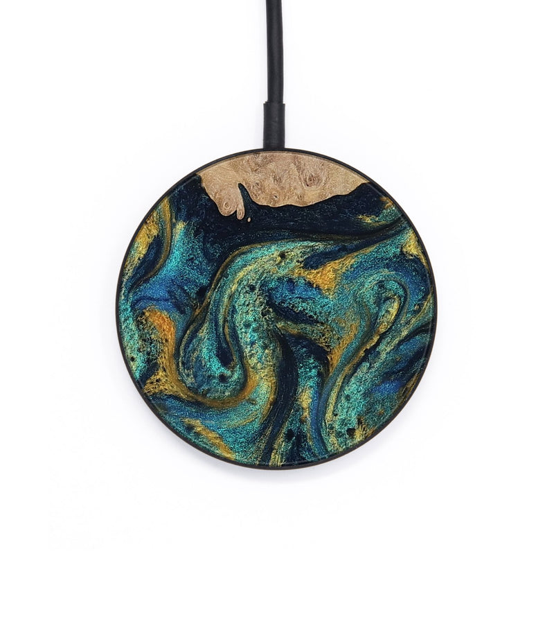 Circle Wood Wireless Charger - Nakia (Teal & Gold, 808359)