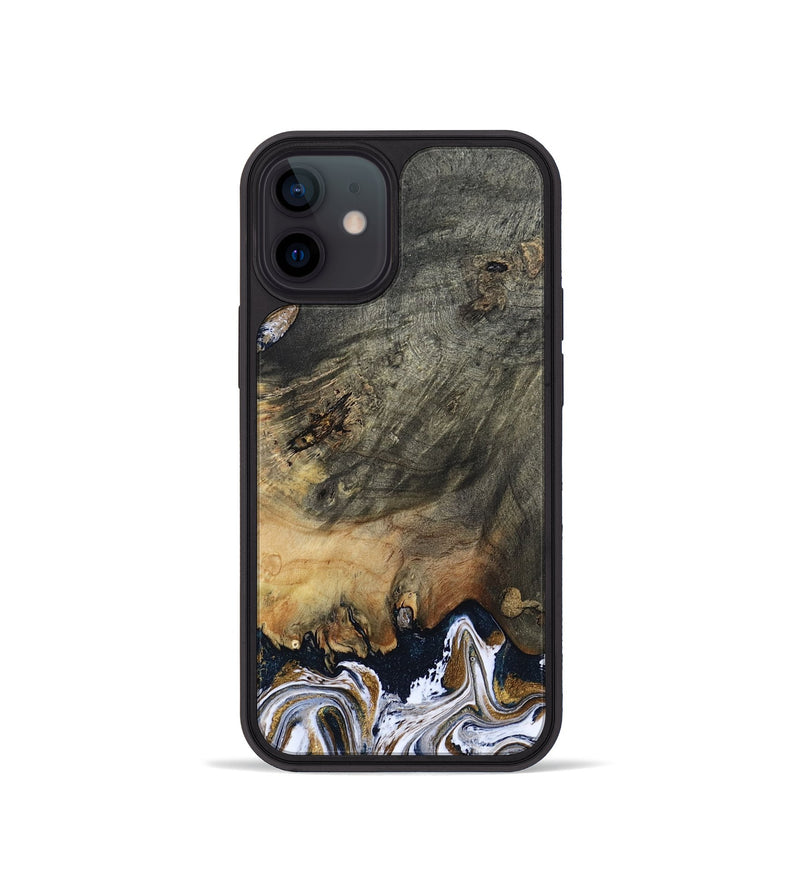 iPhone 12 mini Wood Phone Case - Florian (Teal & Gold, 808362)