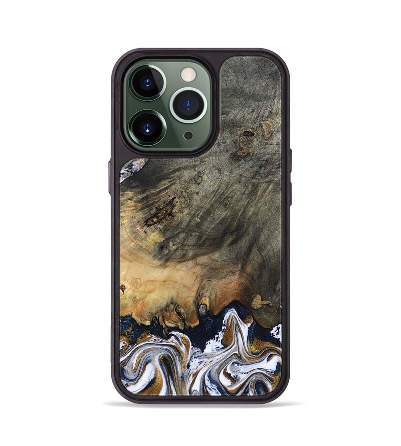 iPhone 13 Pro Wood Phone Case - Florian (Teal & Gold, 808362)