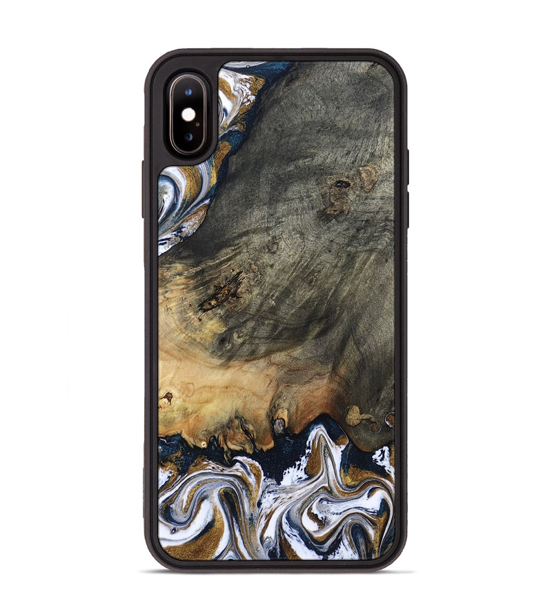 iPhone Xs Max Wood Phone Case - Florian (Teal & Gold, 808362)