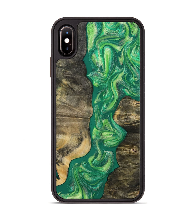 iPhone Xs Max Wood Phone Case - Yaakov (Green, 808387)