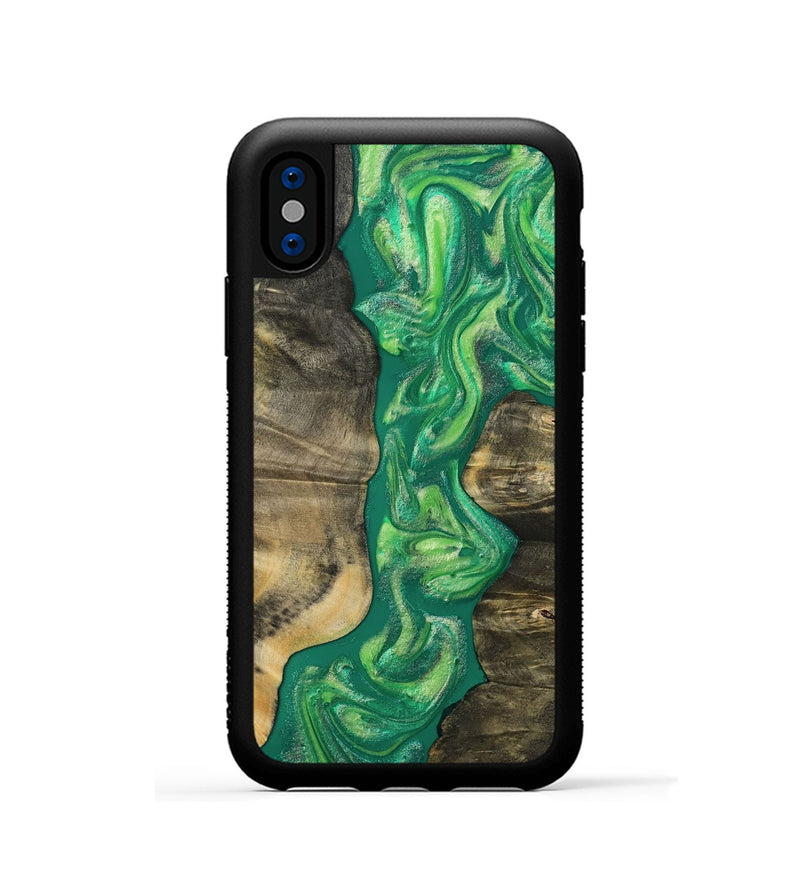 iPhone Xs Wood Phone Case - Yaakov (Green, 808387)
