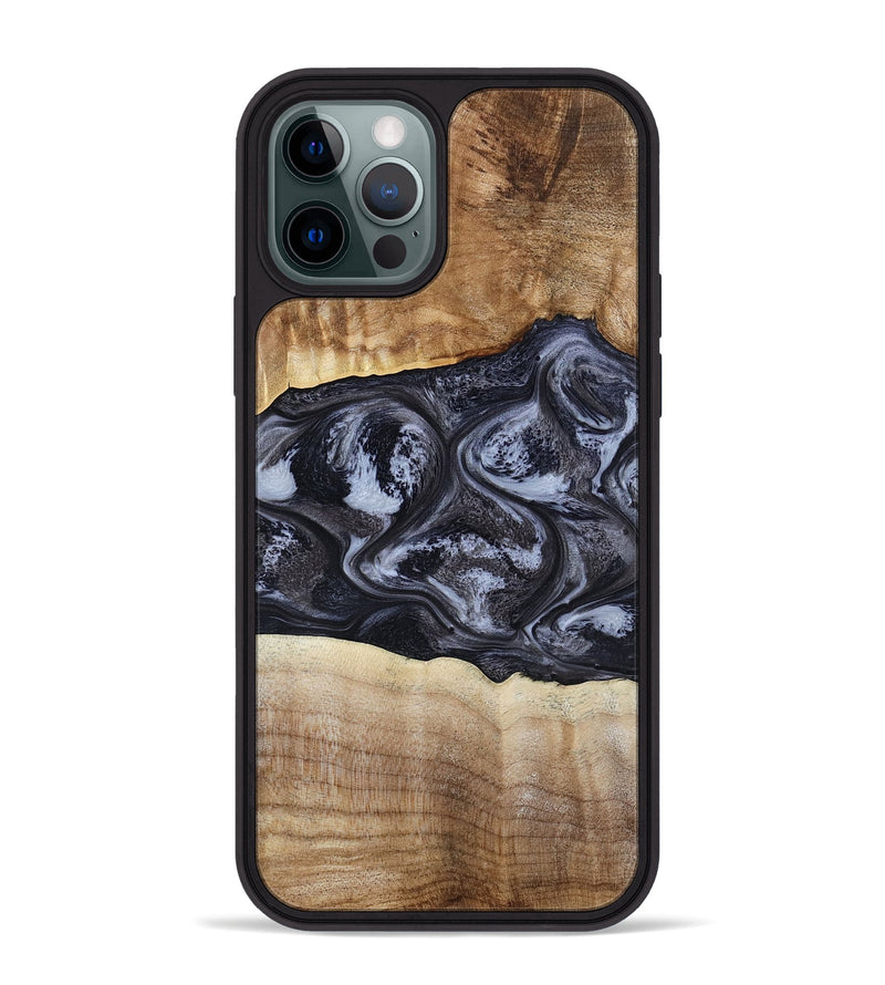 iPhone 12 Pro Max Wood Phone Case - Jolene (Black & White, 808398)