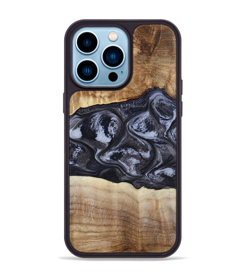 iPhone 14 Pro Max Wood Phone Case - Jolene (Black & White, 808398)
