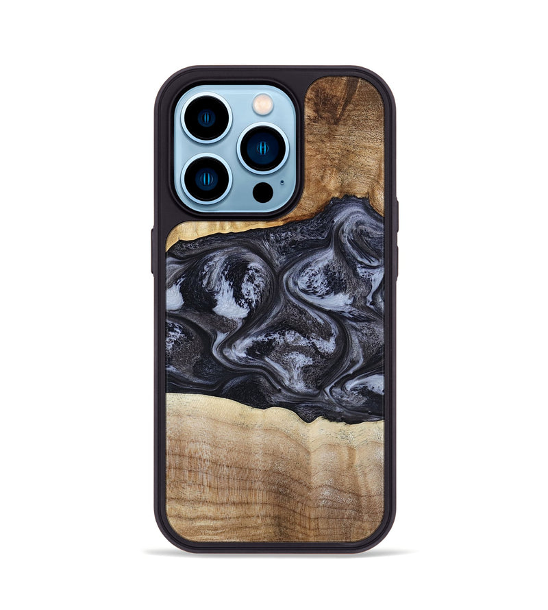 iPhone 14 Pro Wood Phone Case - Jolene (Black & White, 808398)