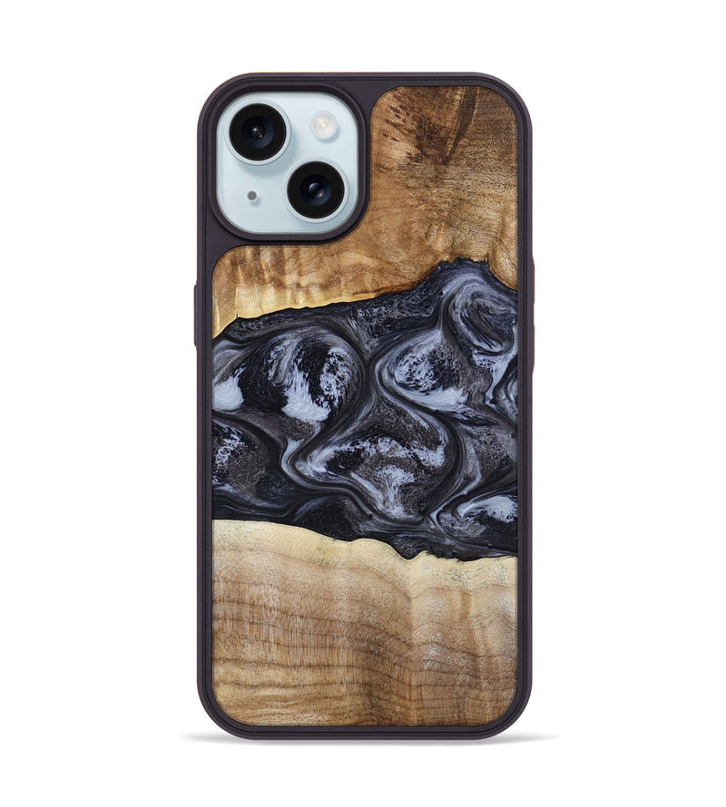 iPhone 15 Wood Phone Case - Jolene (Black & White, 808398)