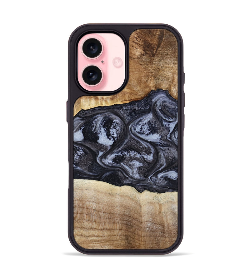 iPhone 16 Wood Phone Case - Jolene (Black & White, 808398)