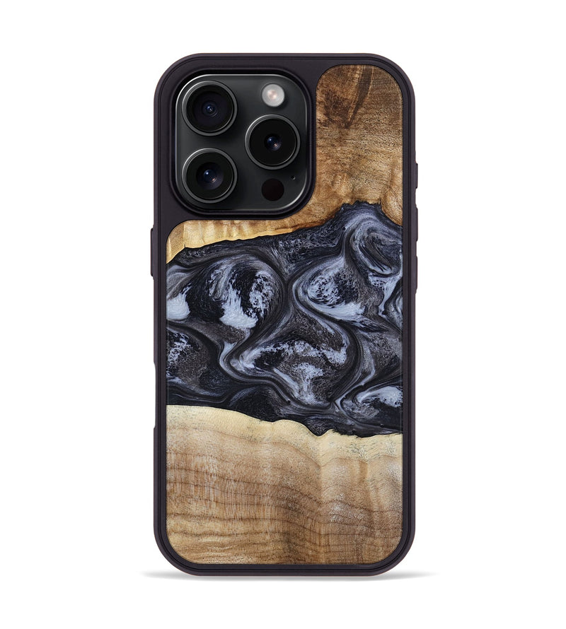 iPhone 16 Pro Wood Phone Case - Jolene (Black & White, 808398)