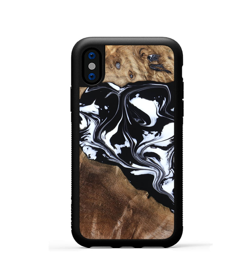 iPhone Xs Wood Phone Case - Evie (Black & White, 808399)